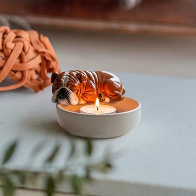 Portavelas de Cachorro Pintado a Mano Votivo Portavelas de Luz de Té Decoración de Candelabro para Sala de Estar Baño Adorno Centro de Mesa