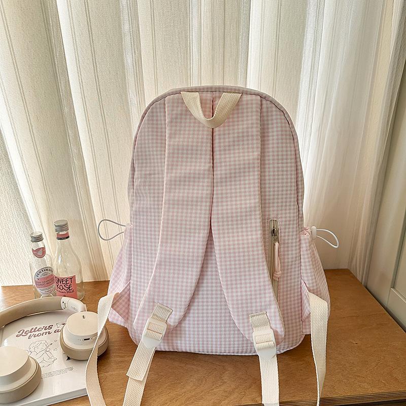 Schoolbag Korean ins Mori small fresh and sweet wind girl plaid small backpack high value travel shopping small backpack