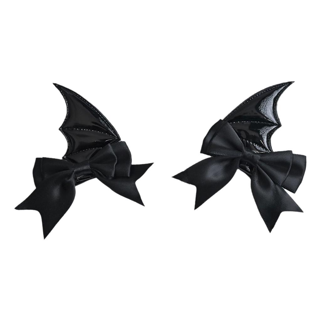 Novelty Bat Wing Devil Hair Clip for Adult Kids Cosplay Party Headwear Halloween Hairpin Set for Costume Parties 2PCS