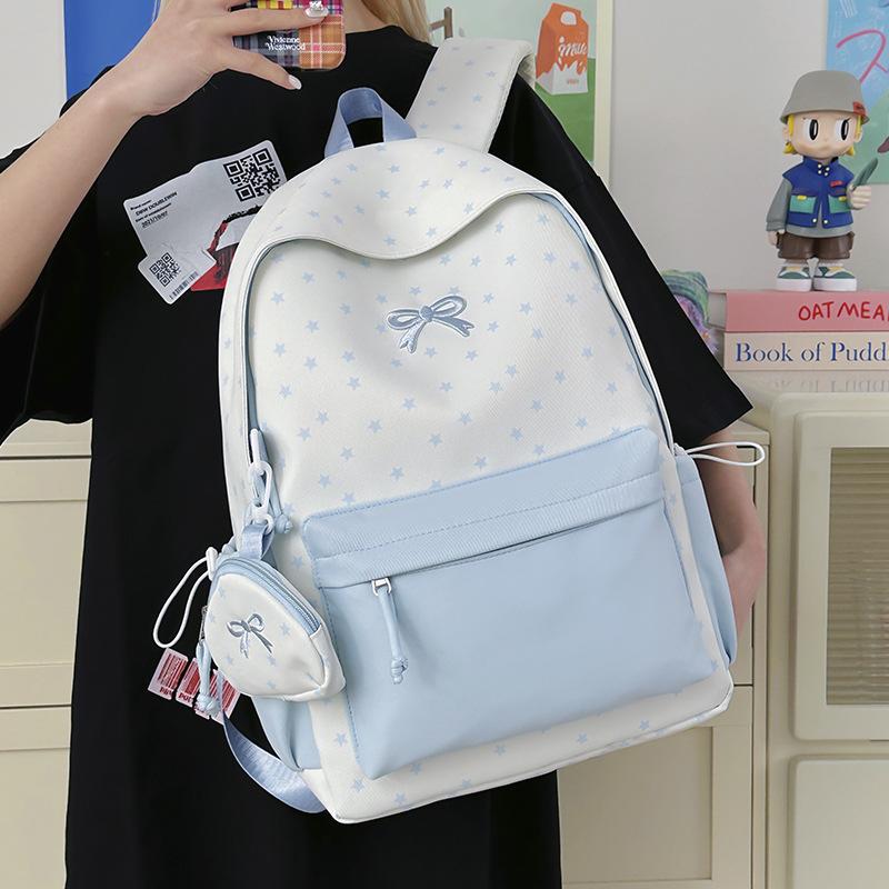 Schoolbag new female cute schoolbag versatile small fresh star bow junior high school college student backpack class backpack