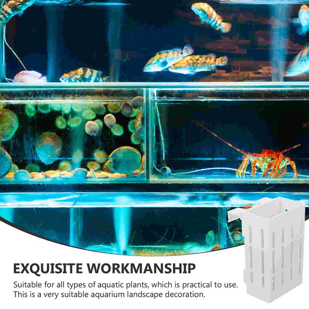 3 Pcs White Aquarium Plant Holder with Holes Professional Practical Pot For Plants Aquarium Fish Tank Plant Stand for Aquatic