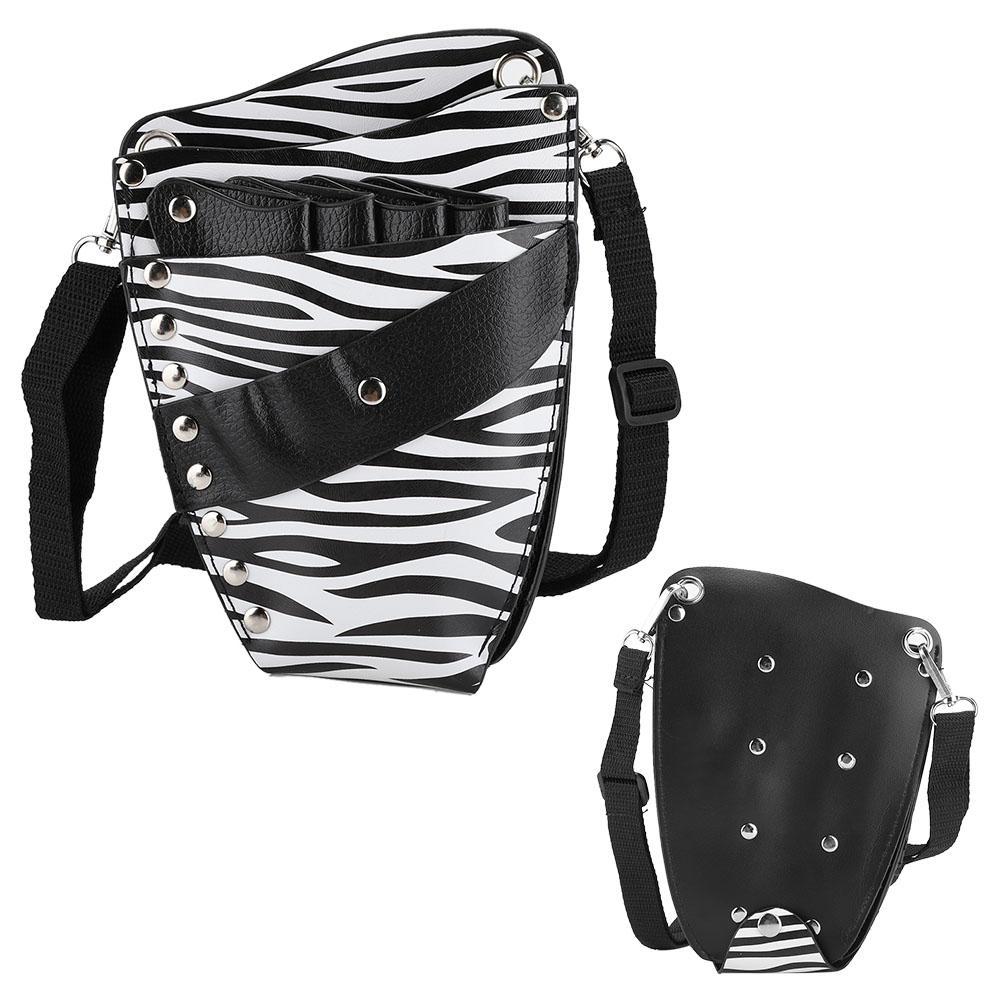 PU Leather Scissors Waist Bag Hair Clip Comb Hairdressing Tool Storage Bag (BlackWhite