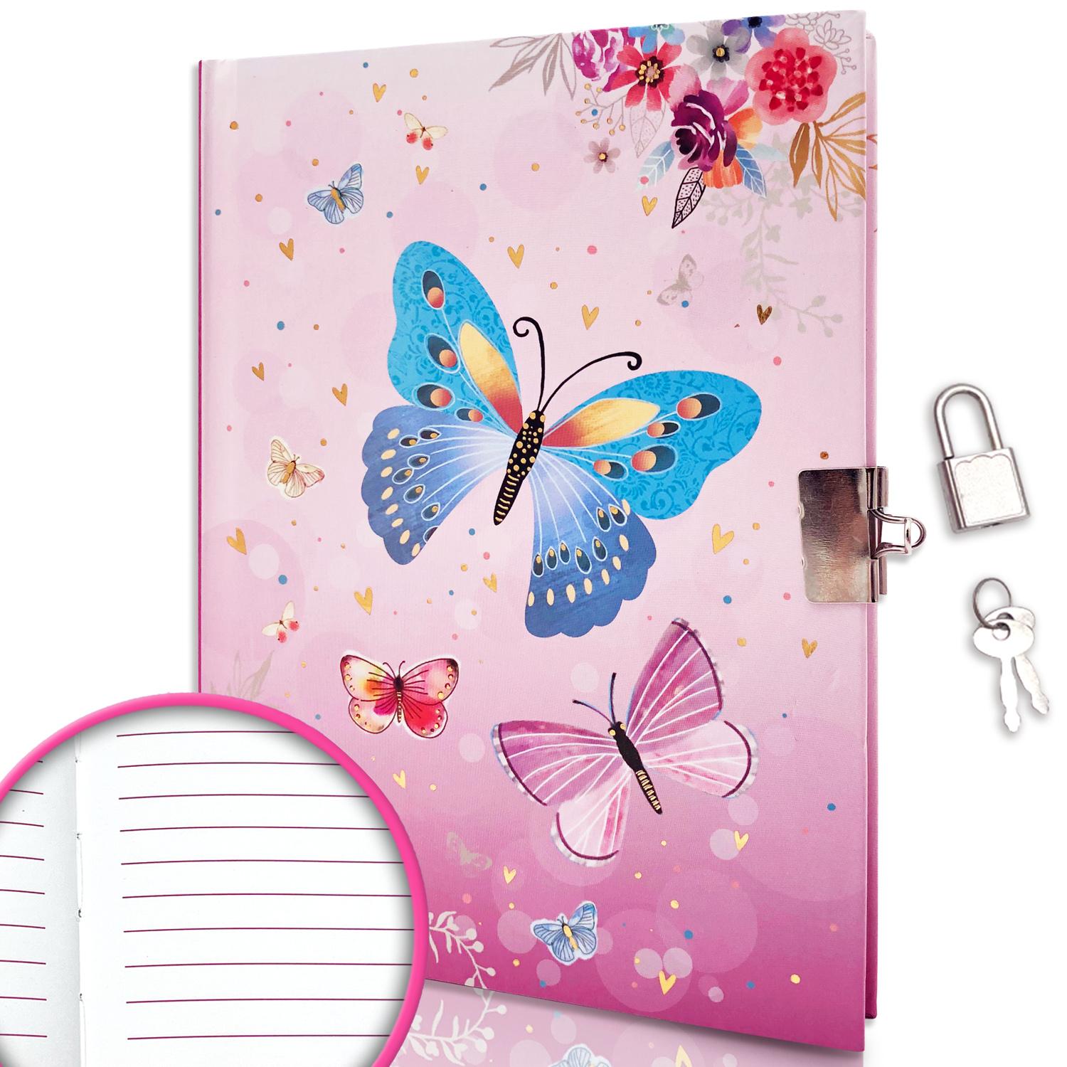 Retail Notebooks A5 Hardcover Notebook Paper Notebooks with Lock for Kids Students (Pink,80 Sheets)