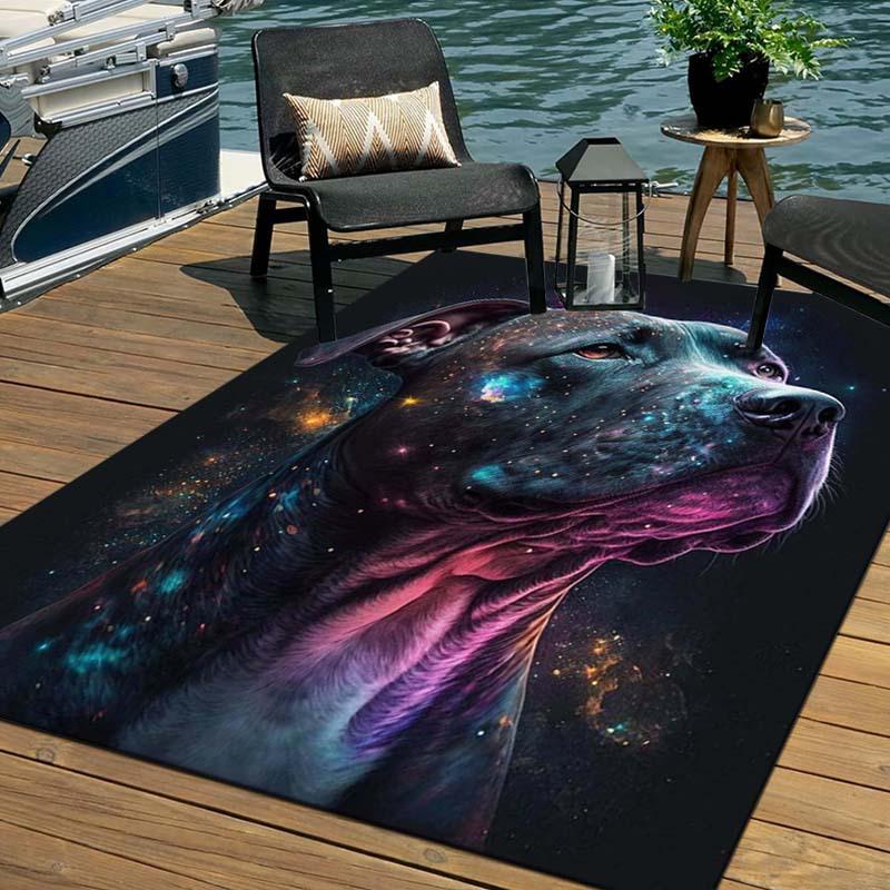 Crystal Velvet Galaxy Dog Face Carpet - Non-Slip Floor Mat, Large Size up to 2.16m², Vibrant Cosmic Design for Home, Hote