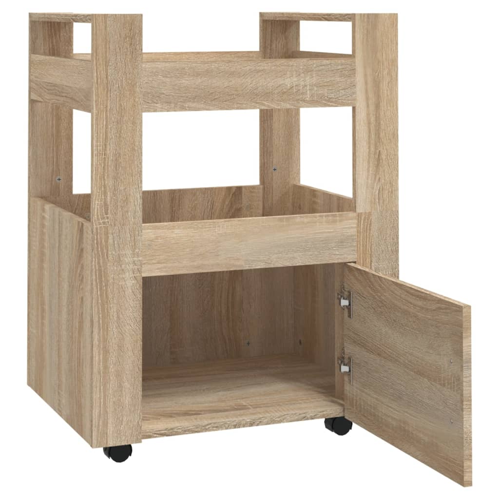 Kitchen Trolley Sonoma Oak Finish 60 X 45 X 80 Cm Engineered Wood