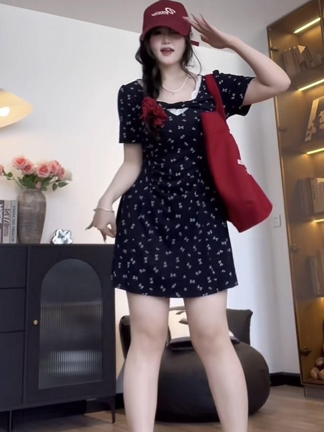 Elegant Plus Size French Floral Lace Dress - Slimming Waist, Summer Style 2XL