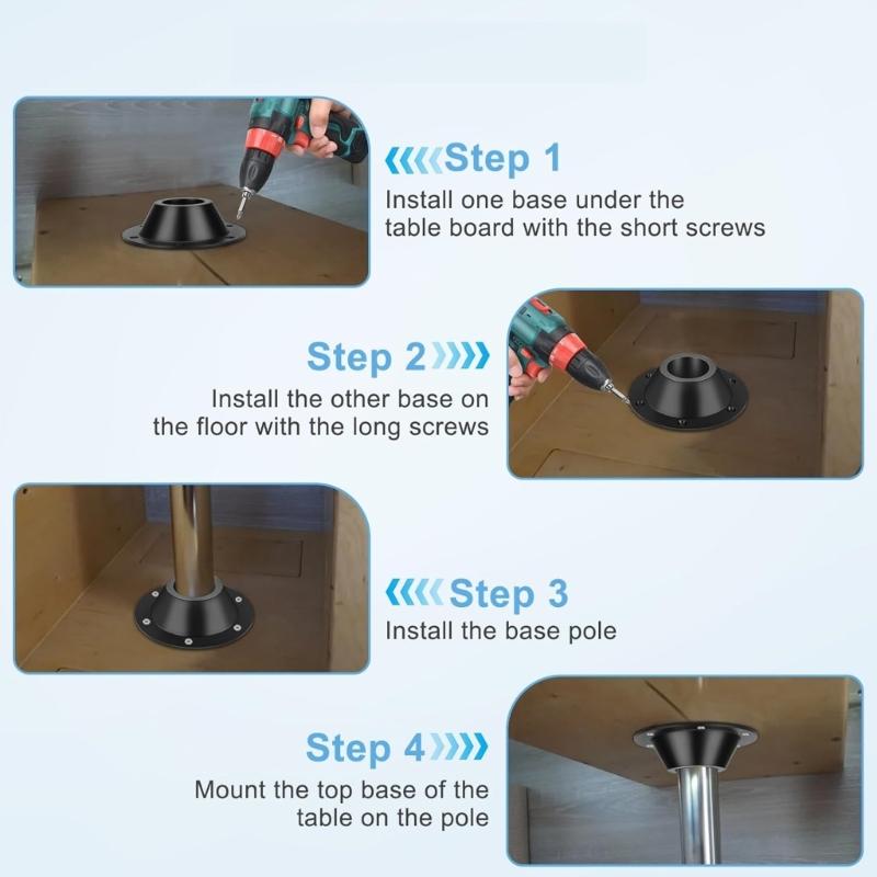 Dinette Table and Floor Mount Base Aluminium Pedestal Table Base Flange Table Leg Base with Mounting Holes