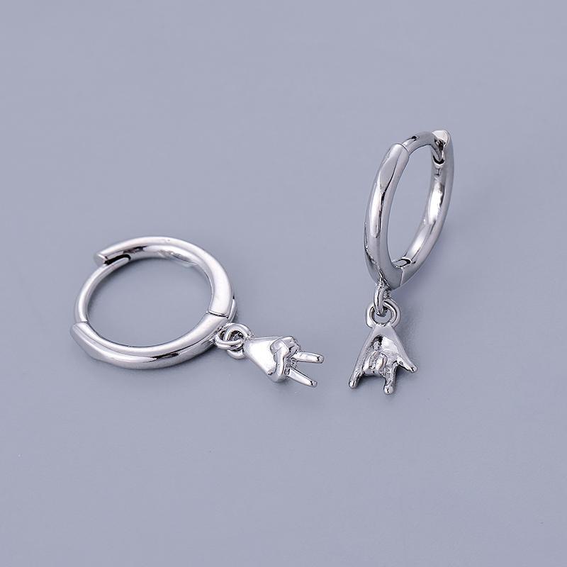 

ANENJERY Индивидуальные серьги-кольца с подвеской в ​​виде жестов для женщин серебряный