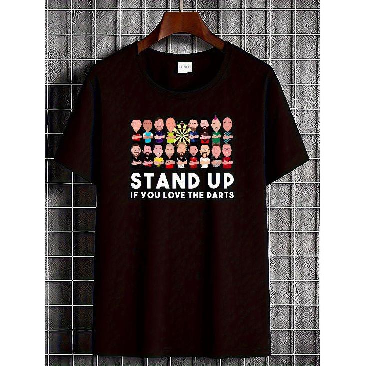 Men S & Women S Funny for dart Lovers T-Shirt - Stand Up If You Love The for darts Graphic Tee with for dartboard Design & Playful Cartoon Characters S чёрный