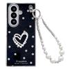 For Samsung Galaxy Z Fold7 5G Case Glitter DIY Heart Charm Phone Cover with Wrist Strap
