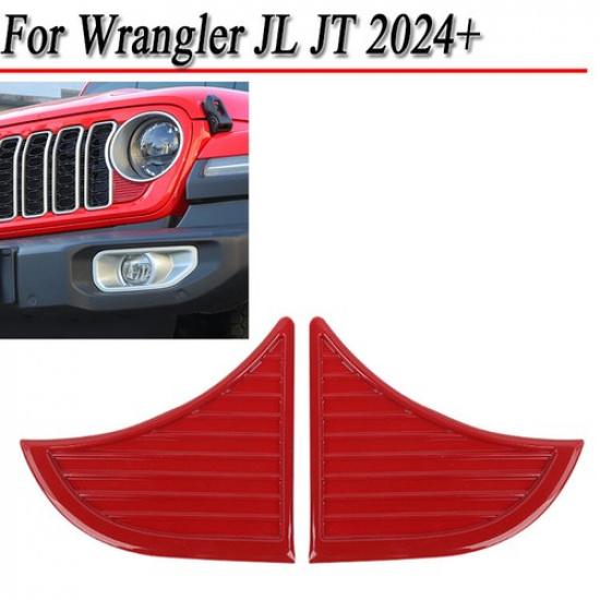 For Wrangler JL JT 24+ Red Bumper Grill Headlight Lamp Bezels Corner Cover Trim