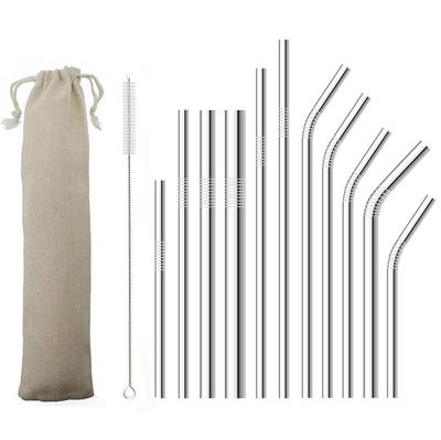 Gerade Strohhalme, gebogener Strohhalm, kurz, verbreitert, Min., silberfarben, wiederverwendbarer Strohhalm, Edelstahl, Metall, Trinkhalme, Reinigungsbürste, Weihnachtsbar, Party