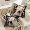 Spooky Goat Face 2D Cool Cushion Cover Silky Short Plush Invisible Zipper Dustproof Sofa Pillow Case For Home Decor