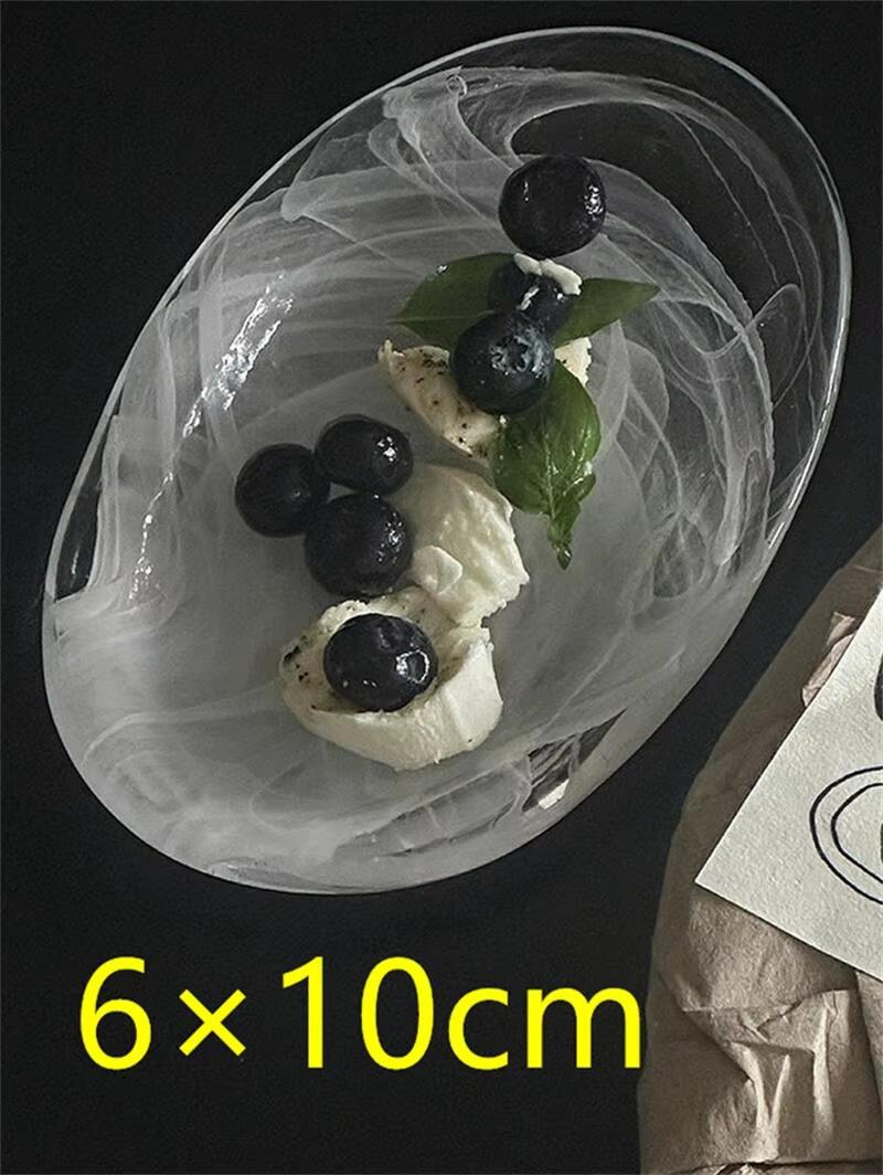 

Handmade Glass Dish Starry Bubbles Misty Clouds Wind simple transparent cloud tray, Japanese handmade bubble tray, dessert t