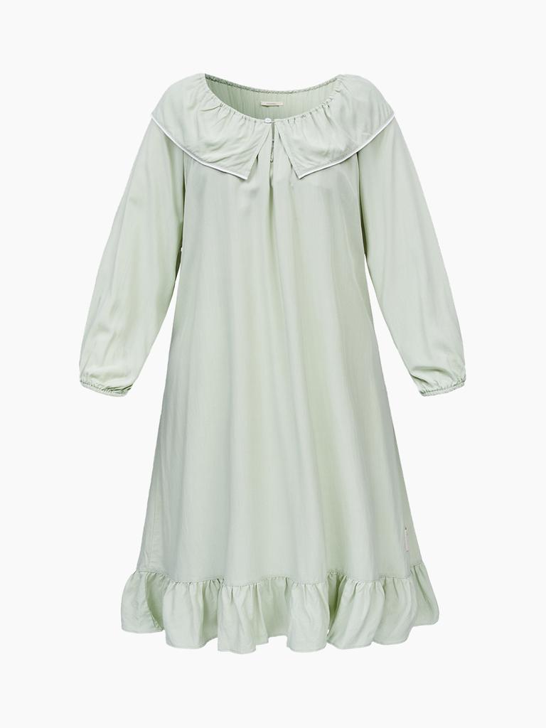 Carried rayon ruffle one-piece pajamas (2 COLORS)