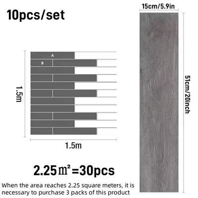 10 Stück 51cmX15cm Abriebfeste Selbstklebende Holzmaserung Bodenaufkleber Wasserdicht Rutschfeste Selbstklebende Bodenaufkleber