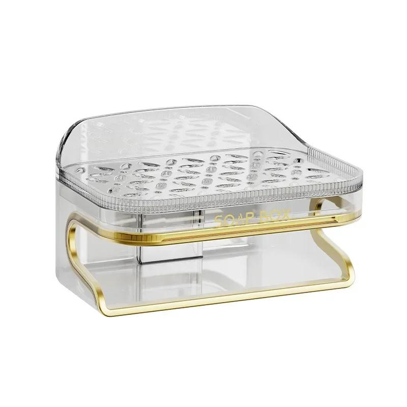 Light Luxury Sponge Soap Holder with Sponge Rack Detachable Drill-free Wall Mounted for Home Bathoom Storage Bathroom Accession