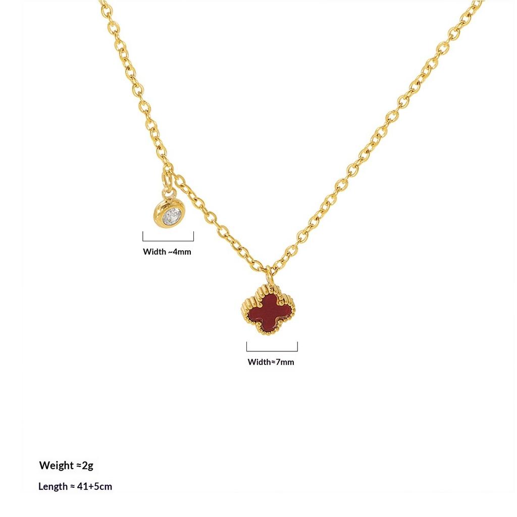 Titanium Steel Mini Four-leaf Clover Necklace New Style Double-sided Shell Flower Clavicle Chain Versatile Exquisite and Elegant