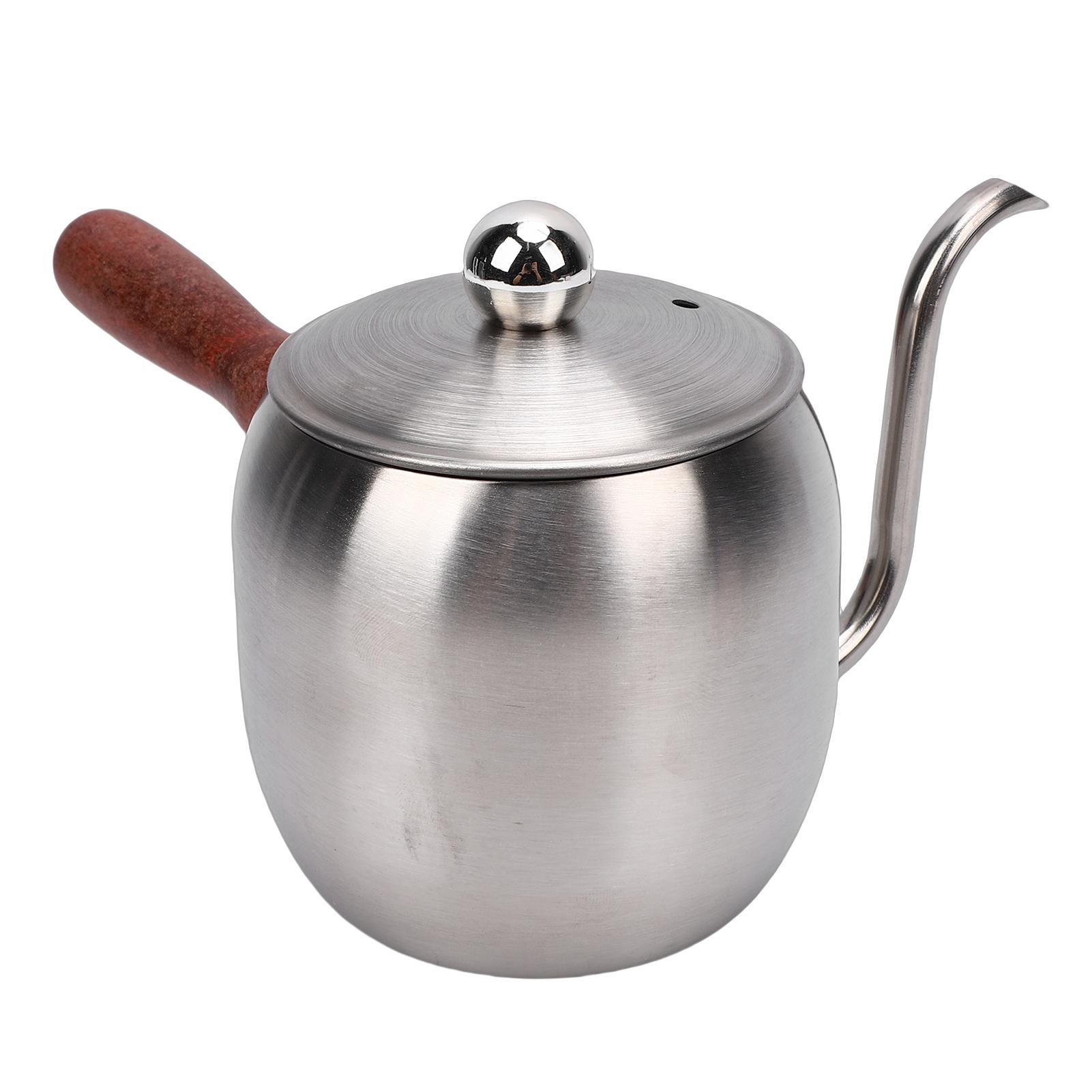 

Pour Over Coffee Kettle 500ml 304 Stainless Steel Gooseneck Spout Coffee Drip Teapot with Wood Handle for Camping