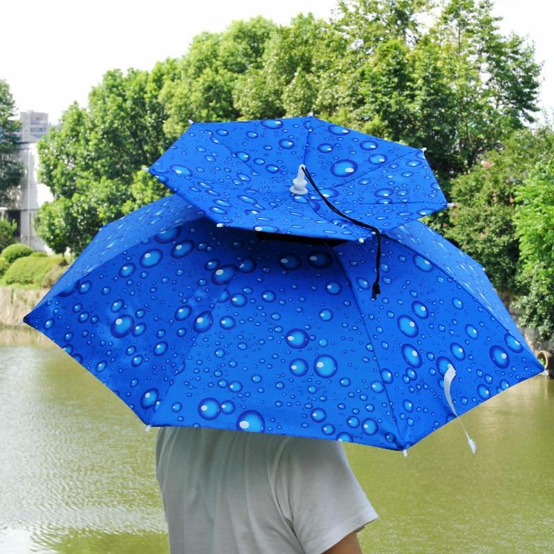 Fishing Foldable Sunscreen Umbrella Caps Double-Layer UV Protection Breathable Fishing Parasol Hats Lightweight Umbrella Hat