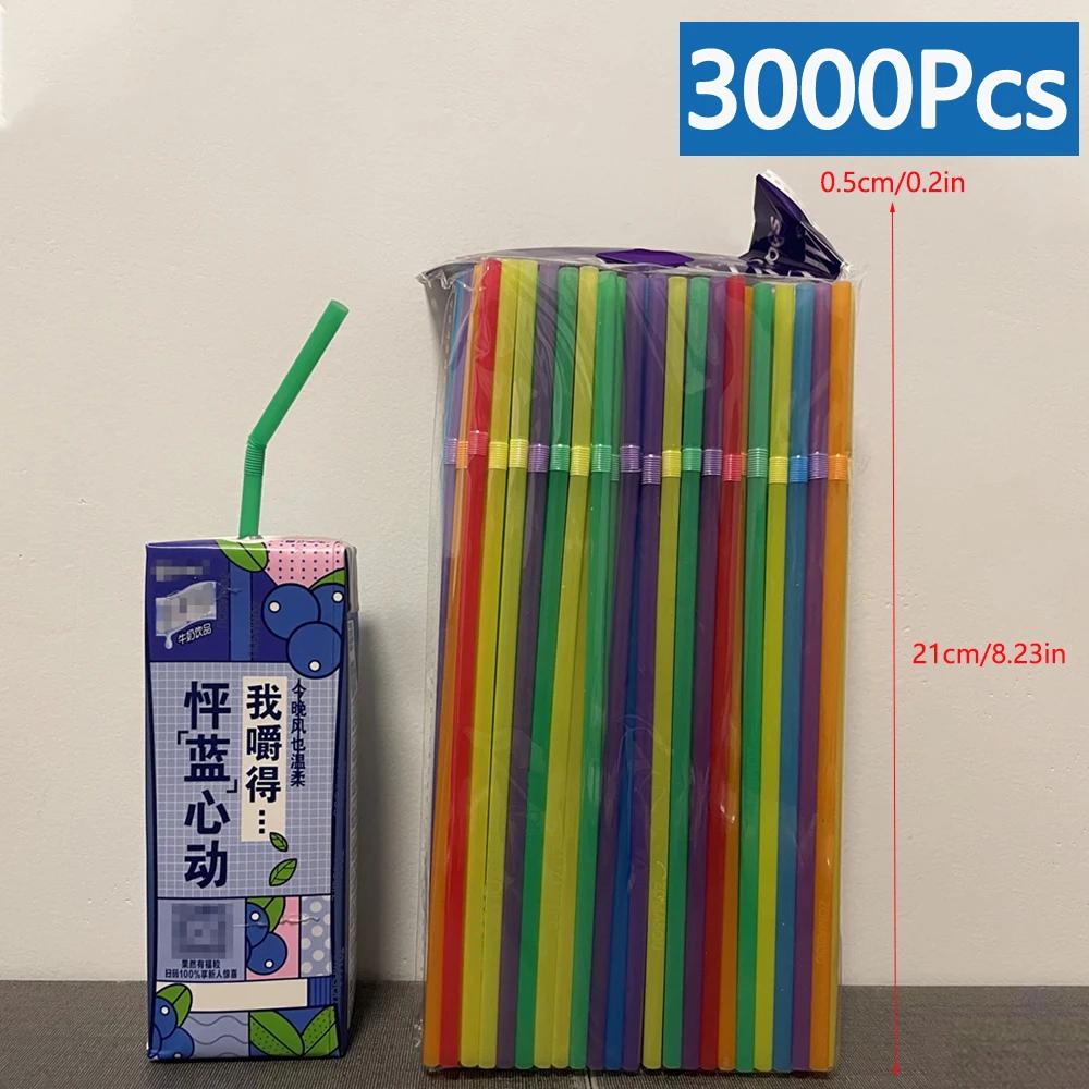 50-3000PCS Black&Colorful Drinking Straws Party Rietjes Kunststof Beverage Straw Milk Tea Kitchen Accessory Wholesale