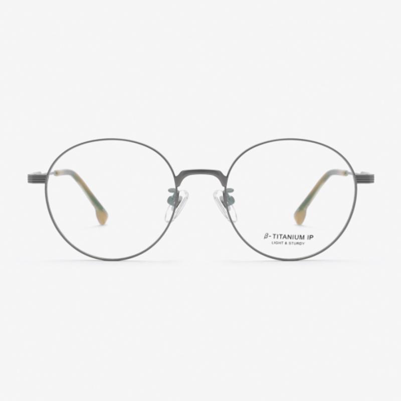 

aloeyewear [ALOXROUNZ] Beta Titanium Round Glasses Frame ARA8112 C3 Sanding Gray NONE