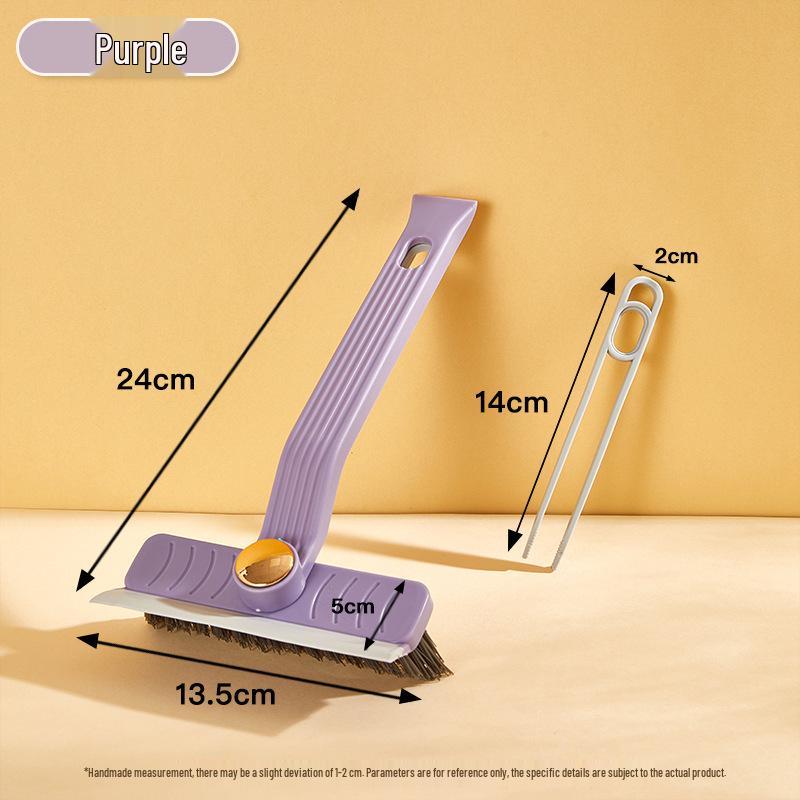 Four-in-One Rotating Crevice Brush - Multifunctional Bathroom and Tile Cleaner with Squeegee for Seamless Cleaning.