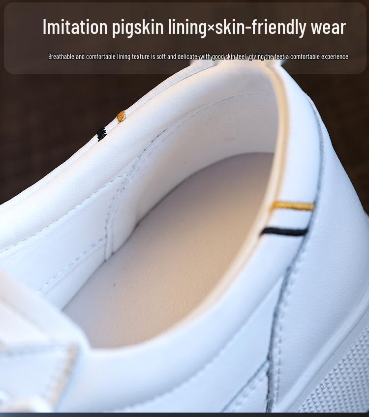 Women's Genuine Leather White Sneakers - Versatile, Lightweight, Comfortable Spring 2025 Sporty Platform Flats