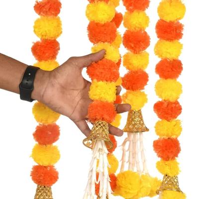 Lange Stränge Künstlicher Ringelblumen-Girlande 1,5 m Pooja Diwali Fiesta Kunstpflanze Pooja Hochzeitsveranstaltungen Dekor Ringelblumen-Girlanden