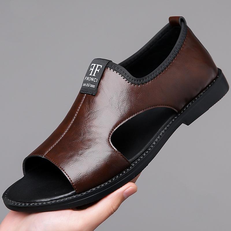 Mens Sandals 2025New Fashion Brand Casual Shoes for Men Outdoor Beach Leather Slippers Comfortable Flat Sandals Sandalias Hombre