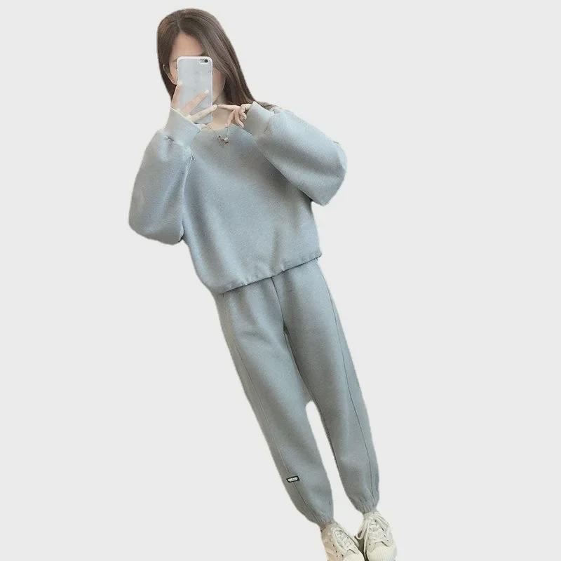 Women's Spring & Autumn 2023 Casual Two-Piece Suit: Fashionable Loose Sweatshirt and Trousers Set