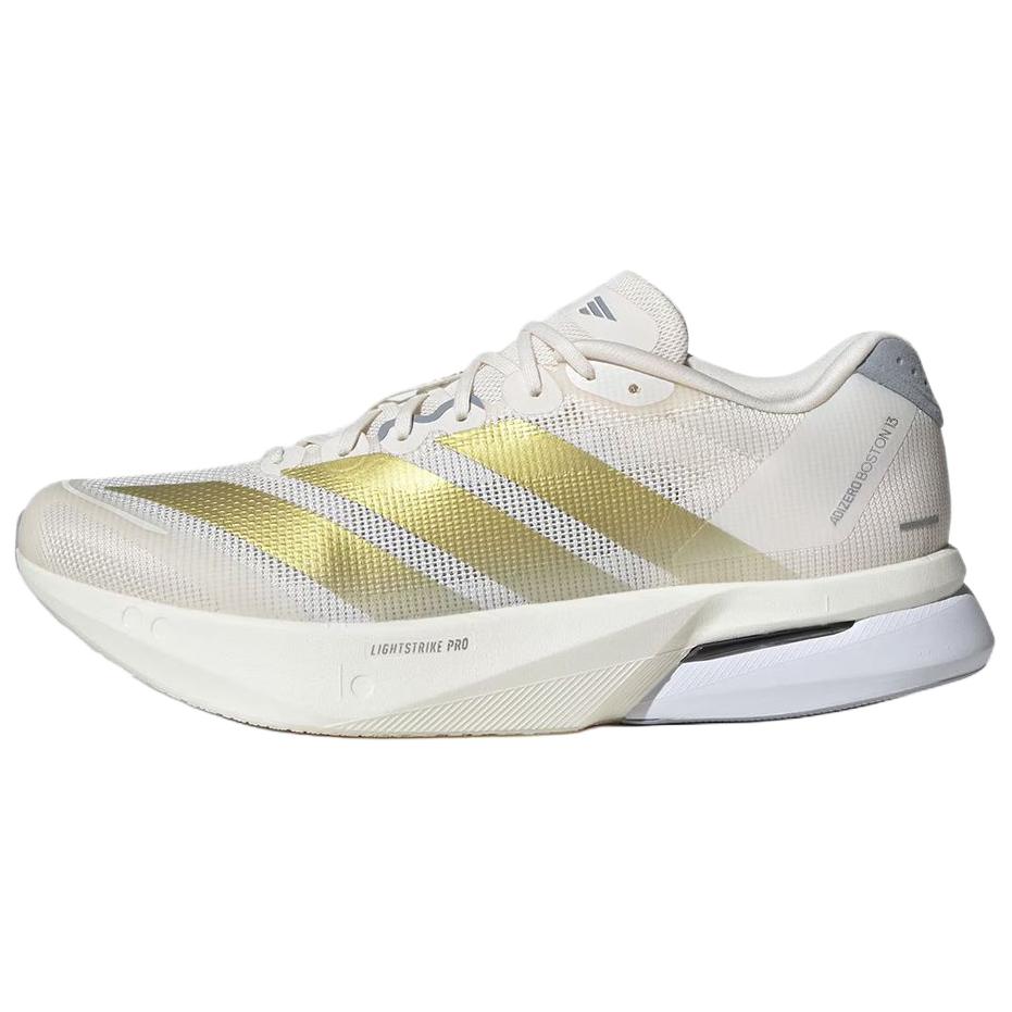 New Adidas Adizero Boston 13 Anti Slip Wear Resistant Low Top Running Shoes Men's White Gold JS4947