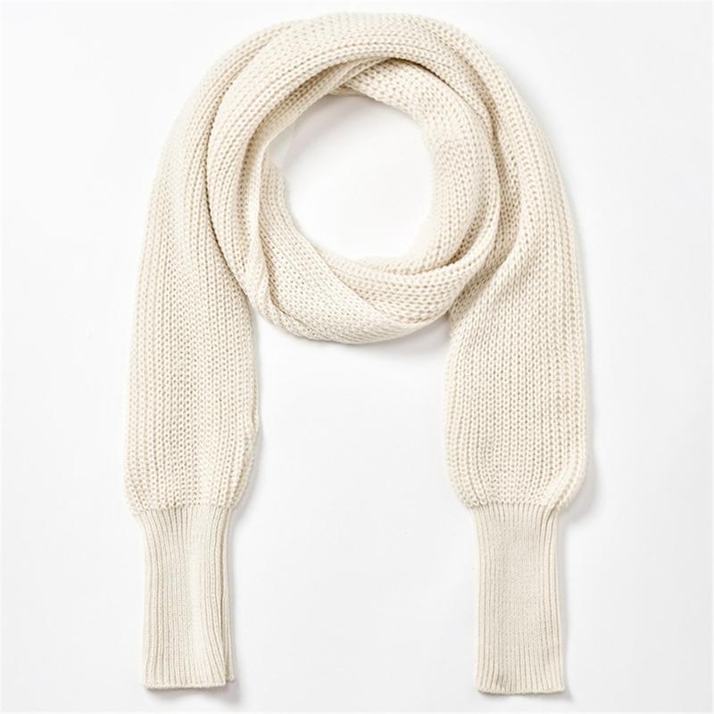 Womens Crossed Back Knitted Cover Up Scarf with Sleeves Sweater Shawl Wrap Shrug Layering Solution For Chilly Environment