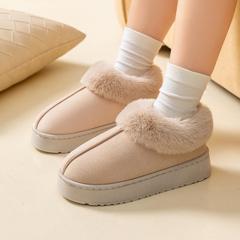 Thick-soled root cotton slippers autumn and winter home hotel plush shoes outer wear couple warm snow boots