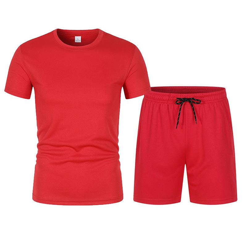Men's Summer Mesh Basketball Set: Breathable Short Sleeve Tee + Solid Color Shorts