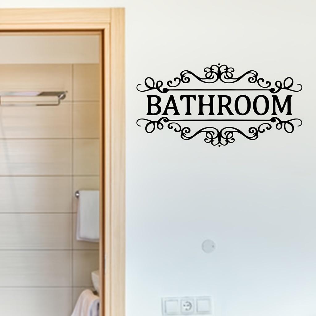 Black BATHROOM English Decorative Bathroom Sticker,Self-adhesive Removable PVC Sticker Suitable For Bathroom Decoration Stickers