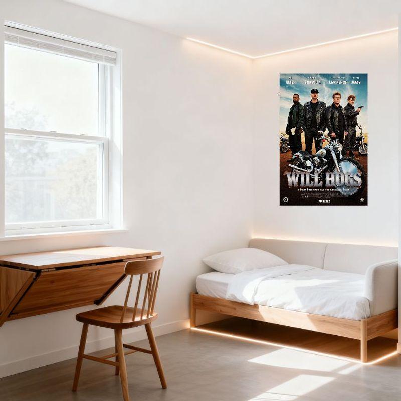 Will Hogs Movie Poster Metal Tin Sign - Vintage Action Adventure Wall Decor with Four Men In Desert - Man Cave Club Bar Home Dec