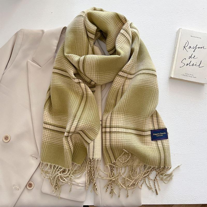 Autumn and winter new versatile scarf women's thickened woven thick beard fringed warm scarf imitation cashmere shawl