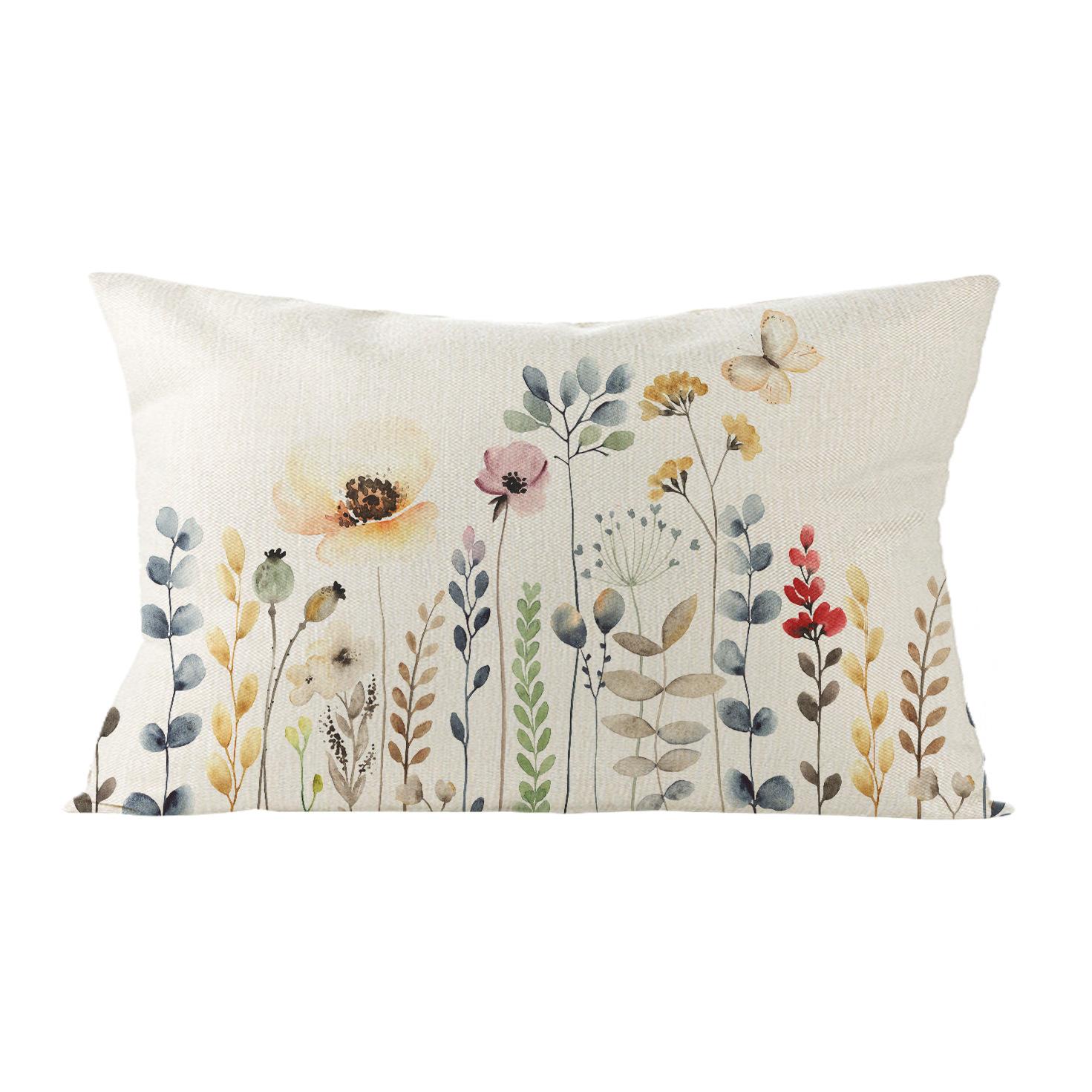 

Чехол на подушку с изображением льна и растений на талию, чехол для дивана в гостиной, чехол для подушки для спальни 30*50cm JYZ001-5