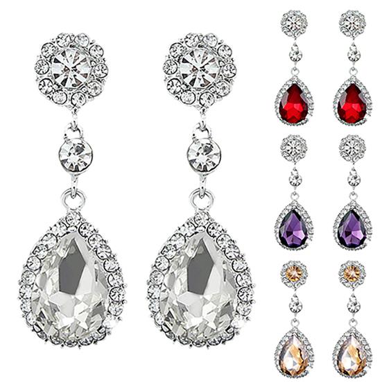 Women Luxury Water Drop Chandelier Earrings Rhinestone Ear Drops Jewelry for Daily Life