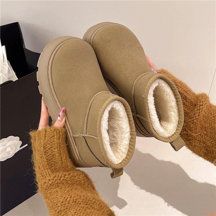 6Cm Snow Boots Women's 2025 Winter New Thick-soled Snow Boots Women's Warm Short Boots Piled Thickened Cotton Shoes
