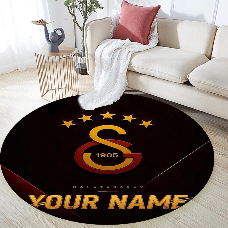 Custom Name,Galatasaray SK pattern round rug,Carpet Rug for Living Room Bedroom Playroom ,Non-slip Floor Mat,Holiday Gifts and Birthday Gifts.