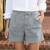 Women's Soft Cotton Linen Shorts Pockets Soft  Button Closure No Zipper Slim Fit Shorts