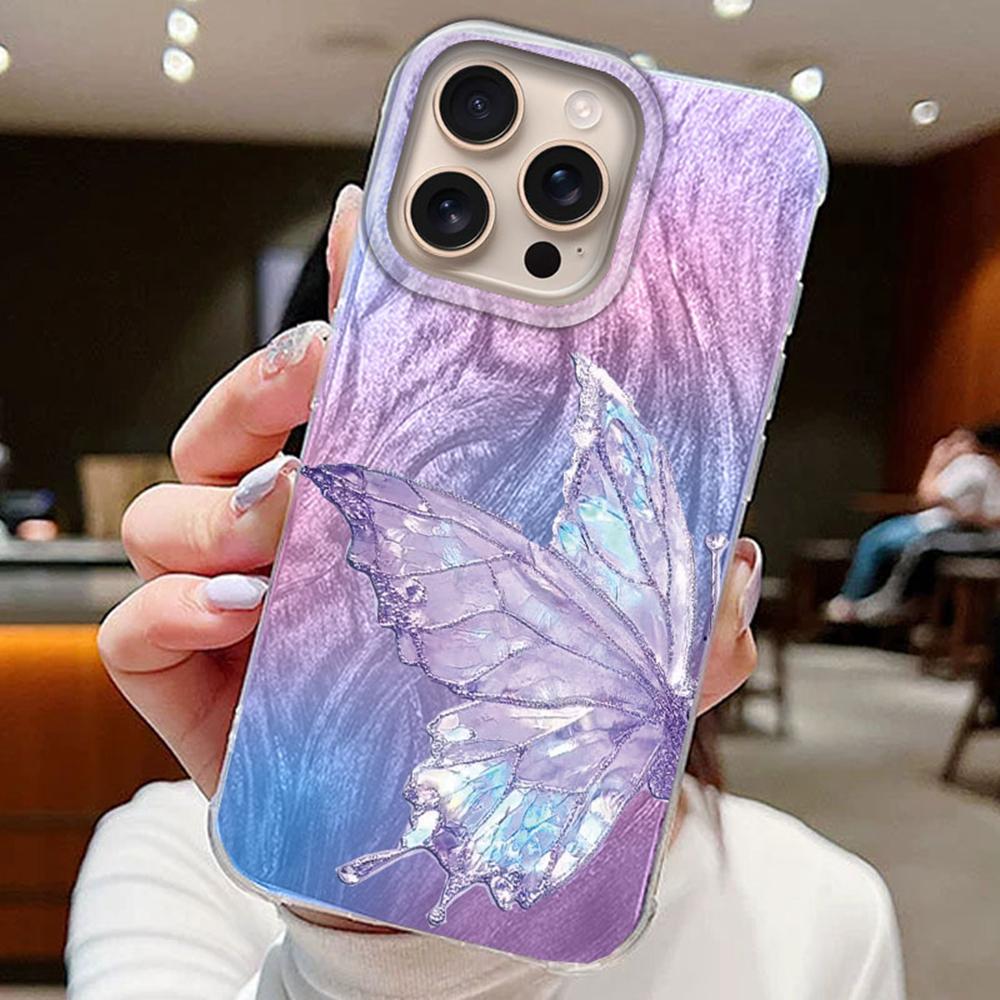 Purple Butterfly Phone Cases For Apple iphone 16 15 14 13 Pro Max 7 16e 16plus Girls Schmetterlinge Silicone Couple Fundas Cover