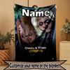 Custom Name Personalized Bride of Chucky Print Blanket, Home Decor, Bedroom, Sofa, Camping, Couch, Gifts for Birthday Christmas
