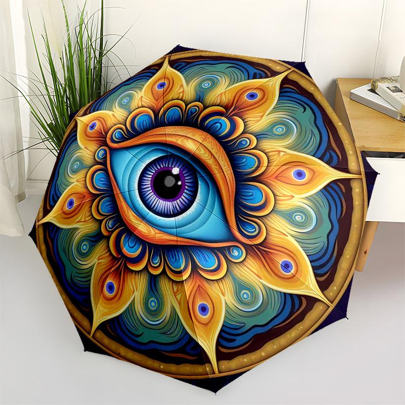 

1pc Ethereal Mandala Eye Design Umbrella with Plastic Handle,Vibrant Cartoon Pattern,Multi-functional UmbrellaPT065