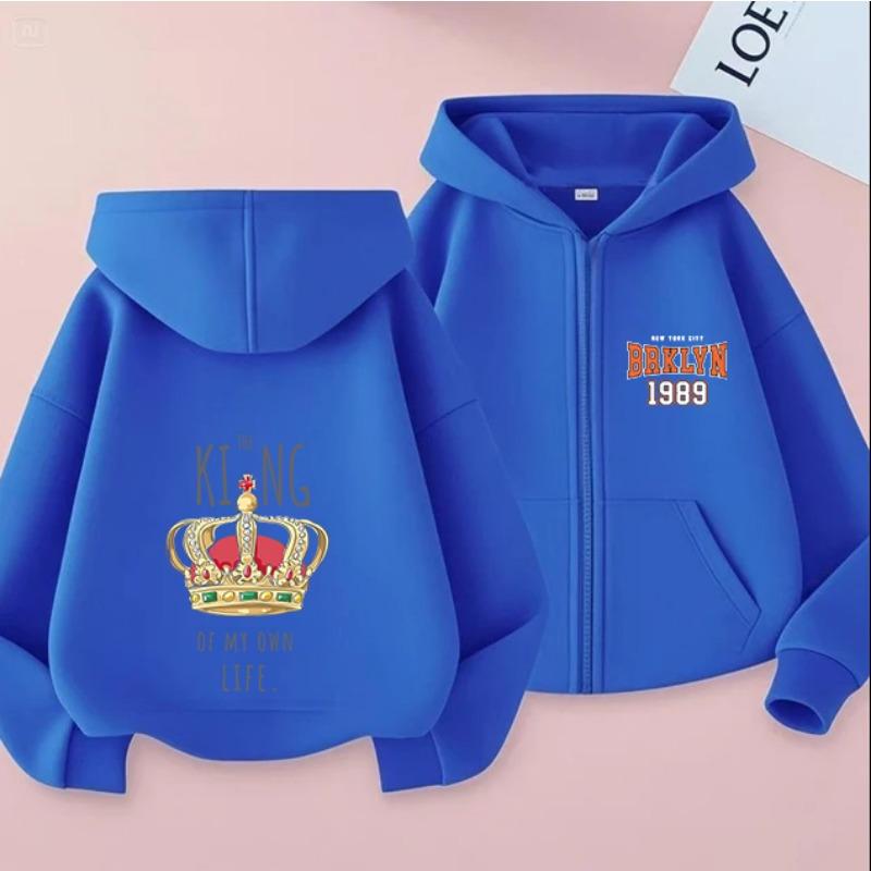 2025 New Autumn/Winter Zipper Children's Hoodie, Fashionable and Versatile Cartoon Printed Girls' Hoodie