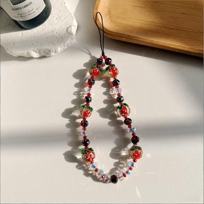 3D Button Beaded Phone Chain Charm Lanyard Korean Sweet Cute Aesthetic Decor Strap for Backpack Key Student Daily Use