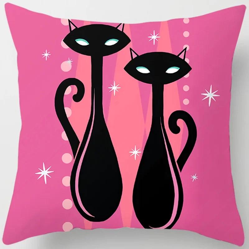 Cartoon Cat Throw Pillow Cover With Short Plush Print For Living Room Sofa Decoration Cushion Cover Pillow Covers Decorative
