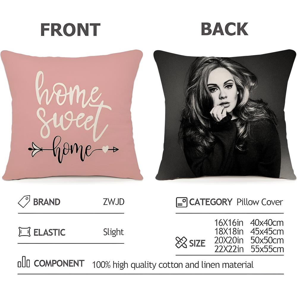 A-A-ADELE-S Ablum Cushion Cover Household Decoration Linen Sofa Cushion Cover: Skin-Friendly & Breathable with Invisible Zipper